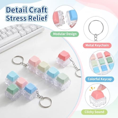 Netholid 9 Pack Clicky Keyboard Fidget Toys for Adults Detachable Keyboard Clicker Keychain for Stress Relief Work Anxiety Travel (GradientColor01) - Thumbnail 3
