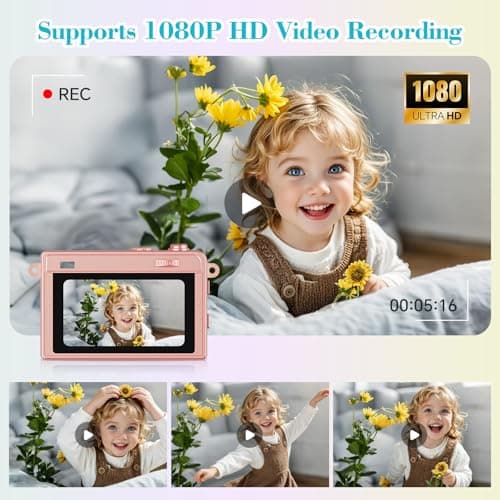 Trunsif Mini Camera - 2K Mini Digital Camera with 16GB Card,Long Battery Life,Travel Vlog & Photo Shooting Anytime,Fashion Accessories,Necklace & Keychain Camera,Gifts for Friends and Women,Rose Gold - Thumbnail 4