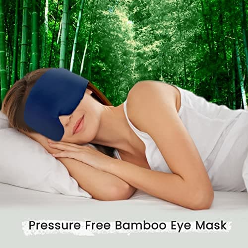 iCooBreeze 100% Handmade Bamboo Sleeping Eye Mask for Women for Men,Night Masks,Organic Sleep Mask,Blockout Eye Mask for Sleeping,Large Size Adjustable (Navy Blue) - Thumbnail 2