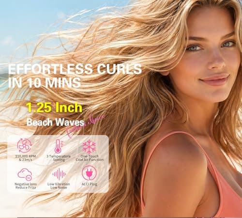 ABNER® 6 in 1 Professional Hot Air Styler - Powerful Hair Dryer Brush & Auto Curling Iron Set, Fast Drying Curling Volumizing Straightening, Styling Without Heat Damage, for All Hair Lengths - Thumbnail 3