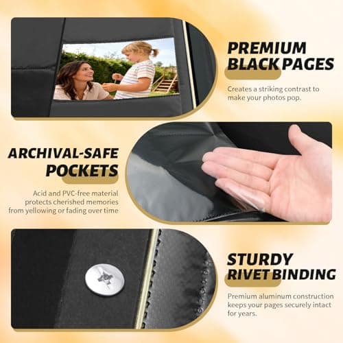 ROHODWELL Photo Album 4x6 600 Pockets Slip In, Extra Large Capacity PU Leather Cover Picture Album, Holds Horizontal & Vertical Photos for Family Wedding Baby Anniversary Christmas Gift (Ivory) - Thumbnail 5
