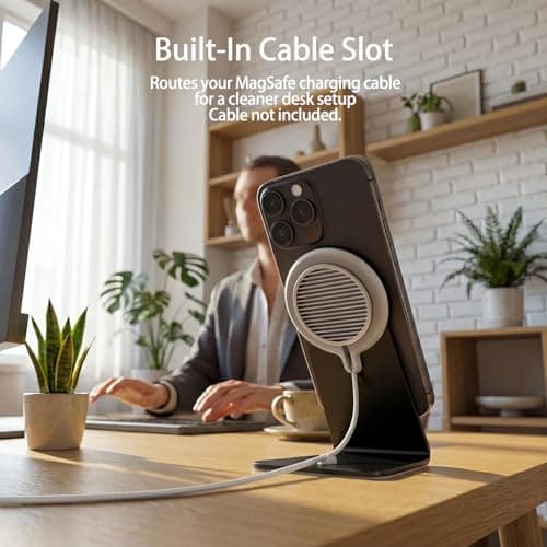 HUAFD Aluminum Stand Compatible with Apple MagSafe Charger 15W /25W, Desktop Charging Dock for iPhone 17/16/15/14/13/12, Portrait and Landscape Viewing, Charger Not Included, Grey - Thumbnail 6
