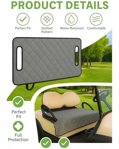 ThermoHalo Golf Cart Seat Covers, Universal Golf Cart Seat Towel Blanket Nonskid Bottom Fits for EZGO, Yamaha, Club Car and More 2 Person Seats Golf Carts (A) - Thumbnail 5