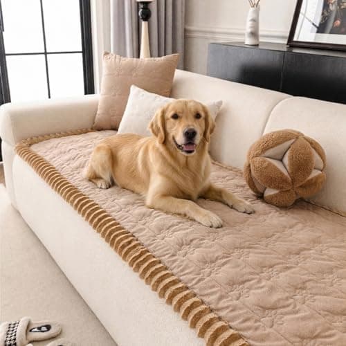FUANGUI Couch Covers for Dogs Washable, Sofa Cover with Adjustable Straps for 2-3 Cushion Couch,Non-Slip Pet Couch Protector for Sectional & Leather Sofa, 1PC(Khaki, 27.6" x 59") - Image 1
