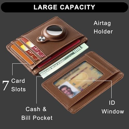 Hawanik Slim Minimalist Front Pocket Air Tag Wallet, RFID Blocking Card Holder Wallet with Airtag Holder - Thumbnail 3