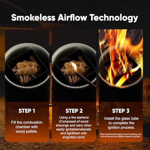 Rayzi 58 Inch Pellet Stove, Outdoor Decorative Wood Pellet Heater Burning Fireplace for Ambiance – Smokeless Flame for Patio Backyard Bonfire, Camping Party Holiday Garden Picnic - Thumbnail 3