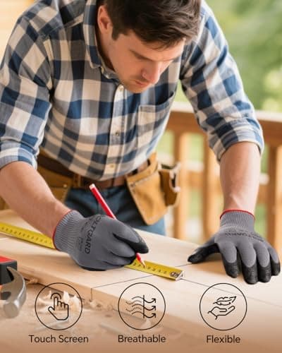 BOLTGARD Work Gloves for Men Pro with Wavy Foam Nitrile Grip, Touchscreen Breathable for Construction, Mechanics, 12 pair, Large - Thumbnail 6