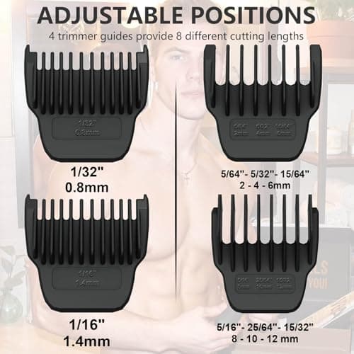 4 Pack Guards for Manscaped Lawn Mower 5.0 - Adjustable Lawnmower 5.0 Trimmer Guards with Organizer, Waterproof Guide Replacement for Manscaped 5.0 Attachments, 8 Cutting Lengths from 1/32" to 15/32" - Thumbnail 4