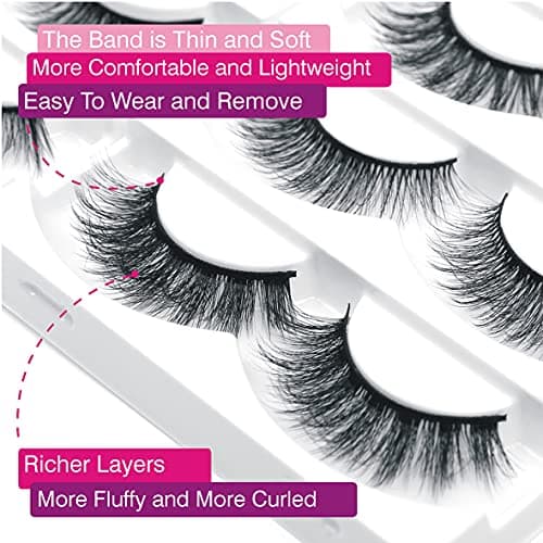 Eliace False Eyelashes Natural look Cat Eye Lashes Wispy Strips,6D Volume Mink lashes 30 Pairs 10 Mixed Styles Fake Eyelashes Pack,Wispy Eyelash Soft Reusable Dramatic Fluffy Beauty Lash Wholesale - Thumbnail 4
