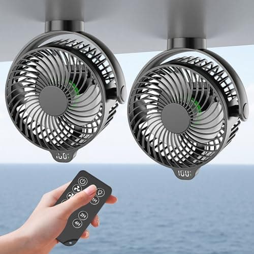 2-Pack Magnetic Cruise Approved Fan with LED Display, 12000mAH Battery Operated Fan with Magnet, Timer, Lighting, Fits for Cruise Ship Cabin, Sleeping, Camping, Travel & Cruise Essentials 2026 - Image 1