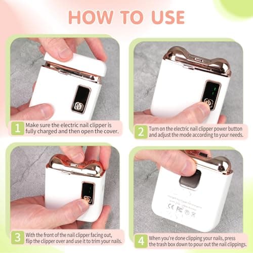 Electric Nail Clipper & Nail File - Automatic Baby Trimmer with LED Light, Rechargeable 3-Speed Quiet Safety Blades & Built-in Scrap Collection, Portable Nail Care for Infant, Kids, Adults, Elderly - Thumbnail 3