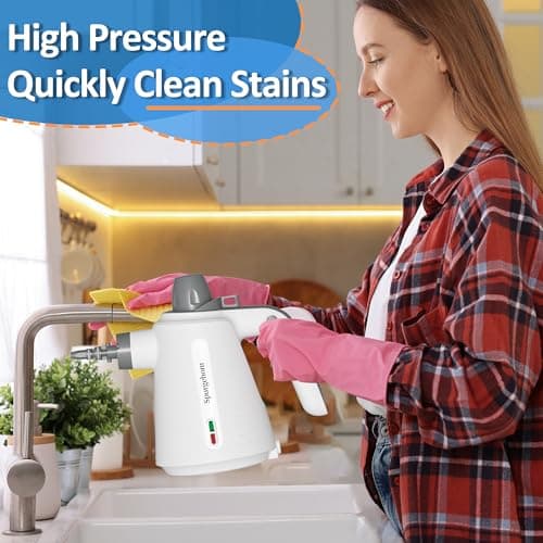 Spurgehom Handheld Steam Cleaner, Portable Steamer with 11 PCS Accessory & Safety Lock, Large Capacity Steam for Cleaning, Multipurpose Steam Cleaner for Home, Car, Window - Thumbnail 6