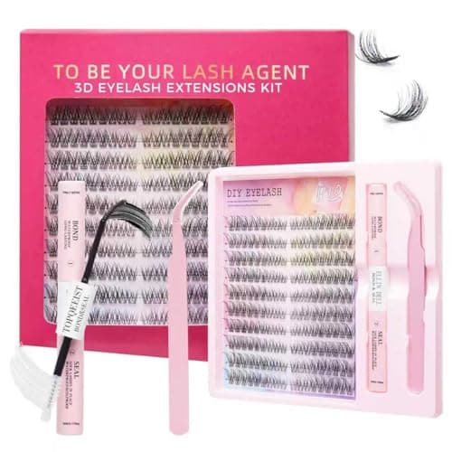 Natural Lash Clusters Kit Wispy Cluster Eyelash Extensions 8-15 mm D-Curly Eyelash Clusters Lashes 120 pcs Individual Lashes Clusters DIY Eyelash Extensions - Image 1