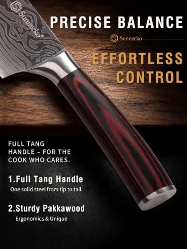 Sunnecko Japanese Nakiri Knife 7 Inch - 12° Edge Carbon Steel Chef Knife for Meat Vegetable Cutting Japanese Style, Full Tang Forged Blade Knife with Sheath, Kitchen Gift for Father Home Cooks & Pros - Thumbnail 5