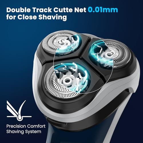 SweetLF Electric Razor for Men with Pop-Up Trimmer, IPX7 Waterproof Electric Shaver, Rechargeable Cordless Shavers for Men, Type-C, 120Mins Runtime, Plug & Play, Blue - Thumbnail 3