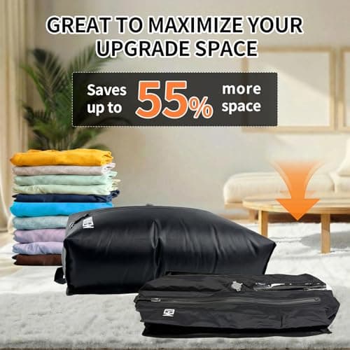 Vacuum Bags for Travel Luggage with Wireless Pump, Compression Bags for Carry On Suitcases and Backpack, Vacuum Seal Packing cube for Cloth Packing(3PC + PUMP) - Thumbnail 3