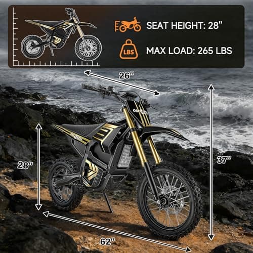 Oryxearth Electric Dirt Bike, 3000W Peak Motor 31mph Electric Motorcycle for Teens Adults, 48V 20Ah Removable Battery, Dual Hydraulic Brakes, Front & Rear Suspension Off-Road Ebike with 3-Speed Modes - Thumbnail 2
