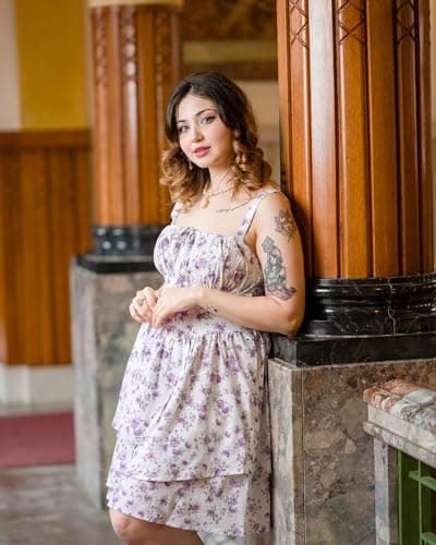 Scarlet Darkness Floral Mini Corset Dress for Women Teens Summer Vacation Short Dresses White Purple Floral L - Thumbnail 3