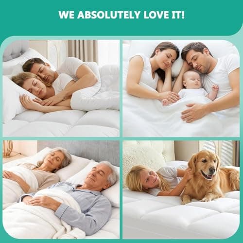 TESIONE Full Mattress Topper - Extra Thick Mattress Pad Cover - Pillow Top with Soft Breathable Spiral Fiber Filling, 8-21 Inch Deep Pocket, Cooling, White - Thumbnail 6