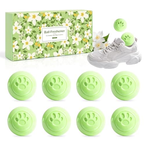 SCENTORINI Shoe Deodorizer Balls, 8 Pack Jasmine Scent Sneaker Deodorizer Balls, Odor Eliminator for Smell Shoes Boots, Long Lasting Shoe Freshener for Gym Bags, Drawers and Small Spaces - Image 1