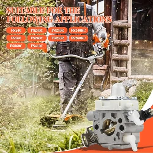 4147-120-0625 FS240 Carburetor Kit fit for Stihl FS240R FS240RC FS260 FS260R FS260RC FS340 FS360 FS410 Trimmer Brushcutter Replace 4147 120 0625 41471200625 with 4147 141 0300 - Thumbnail 5