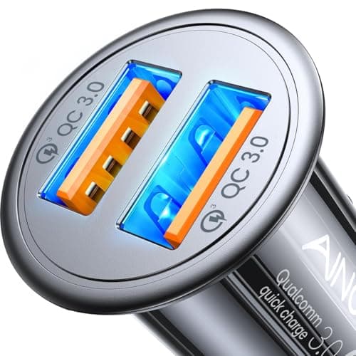 AINOPE QC 3.0 USB Car Charger, 45W Cigarette Lighter USB Charger, Fast Car Charger for Android, [Mini & Aluminum Alloy] 12V Cigarette Lighter Adapter for iPhone 17 16 15 14 13 12 11 Pro Max X