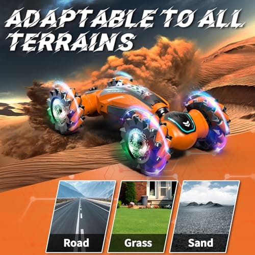 MOMONOVA Gesture Sensing RC Stunt Car with Light Music and Mist Spray for Kids 6+, 4WD Off-Road Drift Remote Control Car, 2.4GHz Glove Remote, Rechargeable Toy Vehicle for Boys and Girls Birthday Gift - Thumbnail 3