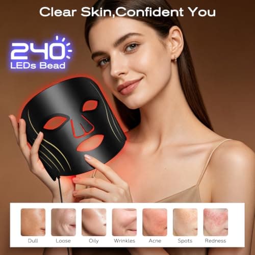 Avvnee FDA-Cleared Red Light Therapy Mask for Face, Red Light Mask for Anti-Fine Lines, Acne & Wrinkles, 4 Modes with 850nm NIR, Red, Blue & Amber LED Face Mask Light Therapy for Glowing Skin - Thumbnail 5