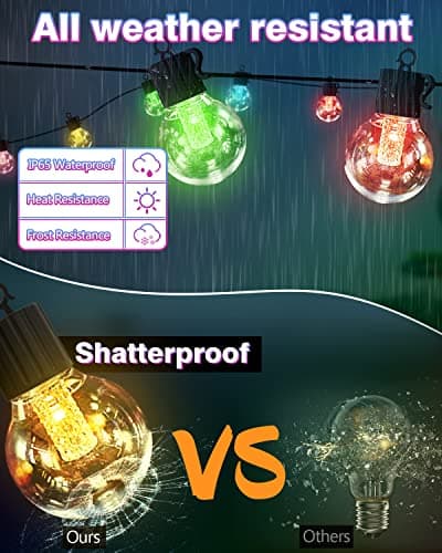 Solar String Lights Outdoor Waterproof,50FT 25LEDs Warm White & Multicolor Hanging Lights G40 Globe Solar Powered String Lights Outdoor with 8 Modes,Timer,Solar String Light for Outside Patio Yard - Thumbnail 6