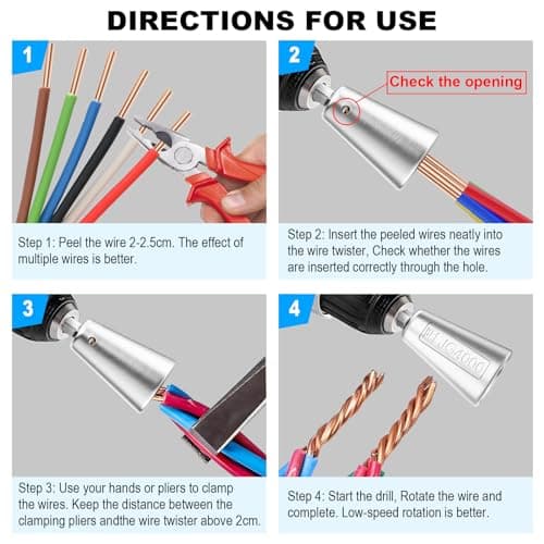 Wire Twister Tool for Drill, 6MM Hex Shank, Stripper & Cable Twister - Thumbnail 6