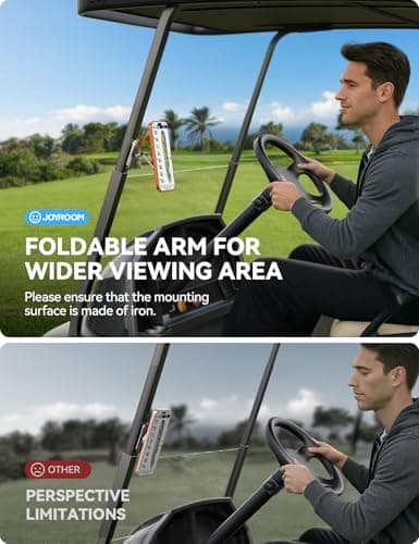 Upgraded Magnetic Golf Cart Phone Holder, [Tri-Fold+All Alloy] Fathers Day Golf Gifts for Men Dad Him Golfer, 2026 Golf Cart Accessories Compatible with MagSafe iPhone 17-12 for Club Car, EZGO, Yamaha - Thumbnail 3