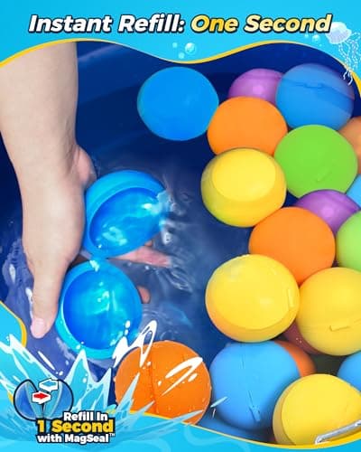 Reusable Water Balloons 12PCS - Summer Water Toys for Pool Beach & Outdoor, Self-Sealing Refillable Water Bombs for Kids Ages 3-14, Magnetic Splash Balls for Kids Fun Games & Activities - Thumbnail 3