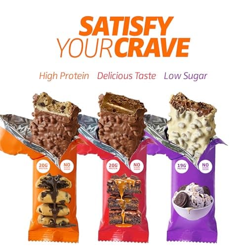 Satisfy Your Crave Protein Bars– High Protein Delicious Snacks– 19g of Protein, No Added Sugar– White Chocolate Cookies & Cream– Perfect Breakfast, On-the-Go Snack, Pantry Staple & Office Treat– Non-GMO, 12 Pack - Thumbnail 5