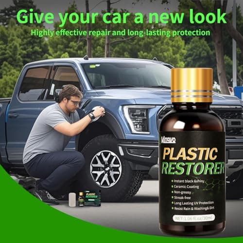 Kingvo Plastic Restorer for Cars, Black Plastic Trim Restoration,Vinyl Trim Restorer Automotive Hydrophobic Ceramic Coating with Foam Applicator,30ML(4-Pack) - Thumbnail 3