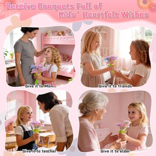 Fabric Flower Bouquets Toys, DIY Paper Flower Making Press Kit with Wreath & Bouquet Papers, Educational Creativity Arts and Crafts for Kids Ages, Birthday Gift for Girls 6 7 8 9 10 11 12 Years Old - Thumbnail 4