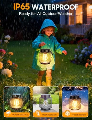 KOOPER Metal Solar Lanterns Outdoor Waterproof, 2 Pack Brighter Hanging Solar Lights for Outside, Up to 15 Hours Modern Hanging Solar Powered Lanterns Lights for Yard Patio Path Tree Garden Decorative - Thumbnail 4