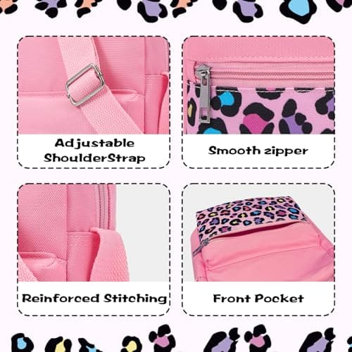 WOOMADA 2pcs Canvas Bag Crossbody Purses Cross Body Bag Messenger Bag CrossBody Purse Set(Pink Leopard) - Thumbnail 5