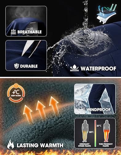 INYOTRAK Womens-Snow-Ski-Pants-Fleece-Lined-Water-Resistant Insulated Thermal Flare Warm for Snowboard Winter Hiking navy L - Thumbnail 4
