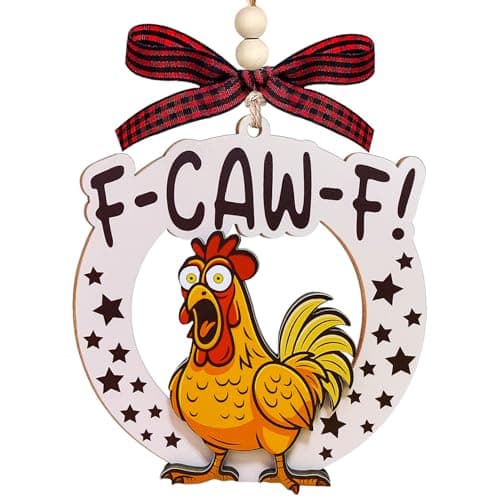 Funny Christmas Ornaments 2026, Chicken Ornaments for Christmas Tree, Wooden F-Caw-F Chicken Ornament, Funny White Elephant Gifts for Adults, Gag Gifts