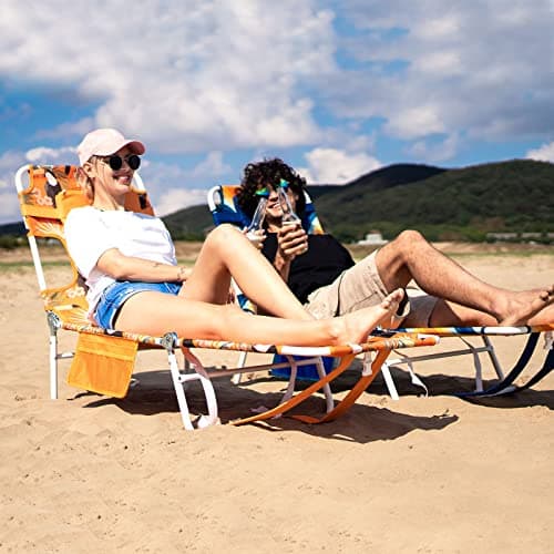 SUNNYFEEL Lounge Beach Chair for Adults with Face Hole, Backpack Reclining Beach Chairs Lay Flat, Sun Face Down Tanning Chair, Portable Folding Camping Cot for Outside Pool, Sunbathing, Reading - Thumbnail 2