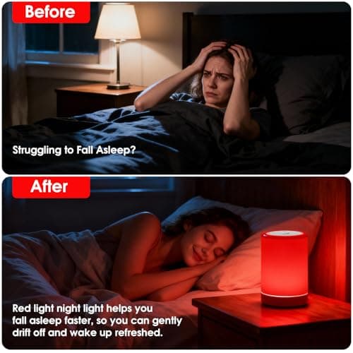 Red Light Therapy Sleep, Red Night Lights With 670nm Wavelength, Touch Control with 3 Distinct Color Modes, For Support Deep Relaxation and Improve Sleeping for Adult & Kid Bedroom, Gift - Thumbnail 4