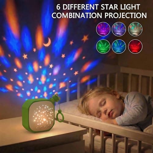 White Noise Sound Machine Baby with Star Projector | Portable Sleep Music Sound with Hook for Nursery, Bedroom, Travel, Infant, The Best Gift for Baby (Frog) - Thumbnail 2