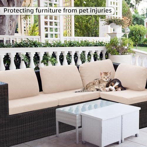 SUKAIKEQA Outdoor Cushion Covers Set,8PCS Waterproof Patio Furniture Couch Seat Slipcovers, Replacement for Sofa Sectional Chair(Cover，Only) - Thumbnail 6