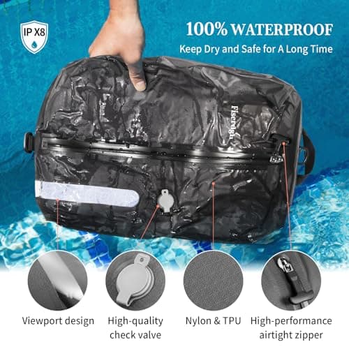Vacuum Compression Bags for Travel with Electric Pump, Space Saver Vacuum Seal Bags for Clothing with IPX8 Waterproof Zipper, Reusable & No Odor for Suitcase and Backpack, Gray (2PC+Pump) - Thumbnail 6