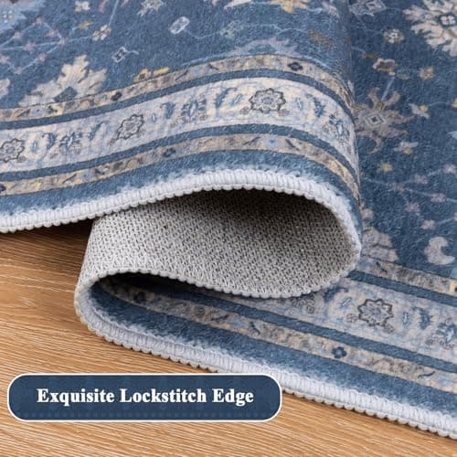 Ileading Kitchen Rugs Sets of 2 Non Slip, Washable Kitchen Mats for Floor with Rubber Bottom, Farmhouse Kitchen Carpet Runner Set for Office, Sink, Laundry, Navy Blue - Thumbnail 5