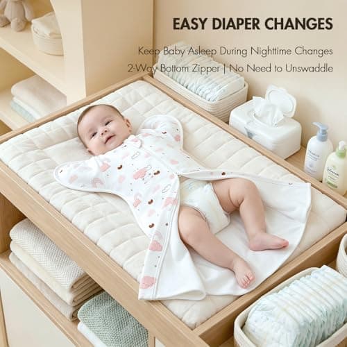 ANYEDDE Baby Swaddles 0-3 Months - Arms Up Swaddle for Newborns, Self-Soothing Sleep Sack for Baby Girls, Reduce Startle Reflex, Newborn Sleep Sacks with Openable Bottom Button & Cuff, Pink Cloud - Thumbnail 3
