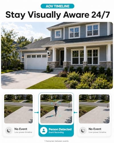 youkey Solar Security Camera Wireless Outdoor, 24/7 AOV Recording, 82 ft AI Person/Vehicle Detection, 2.5K Color Night, No Subscription, 360° Pan/Tilt, Human Tracking, 10,000mAh Battery, IP67 (S340) - Thumbnail 3