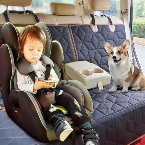 Petiza Dog Car Seat Cover for Back Seat, Heavy-Duty Non-Slip Waterproof Car Bench Protector for Pets,Compatible with Middle Armrests ，Dog Seat Cover Universal for Cars Trucks and SUVs - Thumbnail 2