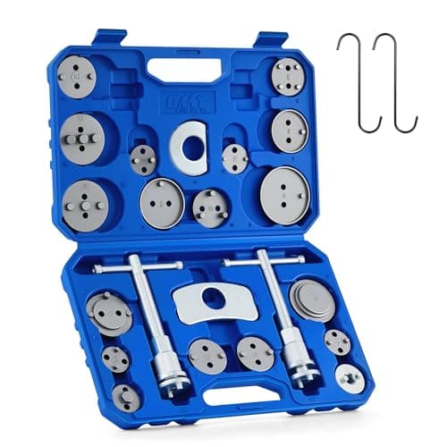Orion Motor Tech 24pc Brake Caliper Compression Tool Set, Heavy Duty Brake Piston Compressor Tool and Wind Back Tool Kit for Brake Pad Replacement, Universal Disc Brake Caliper Tool Set with Blue Case - Image 1
