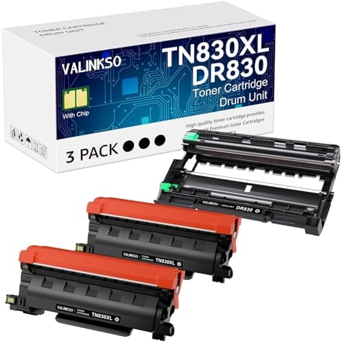 Valinkso TN830XL Toner Cartridge and DR830 Drum Unit Compatible with HL-L2405W HL-L2460DW HL-L2480DW DCP-L2640DW MFC-L2760DW MFC-L2820DWXL MFC-L2900DW Printers (2 Toner,1 Drum)